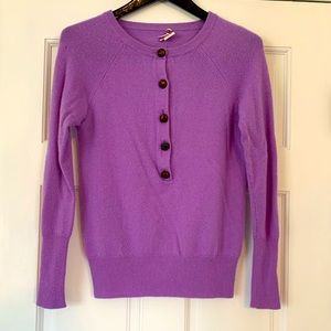 J Crew Italian Cashmere Lilac Henley Sweater,Sz XS